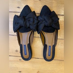 New Margaux Black Suede Bow Mule Size 38